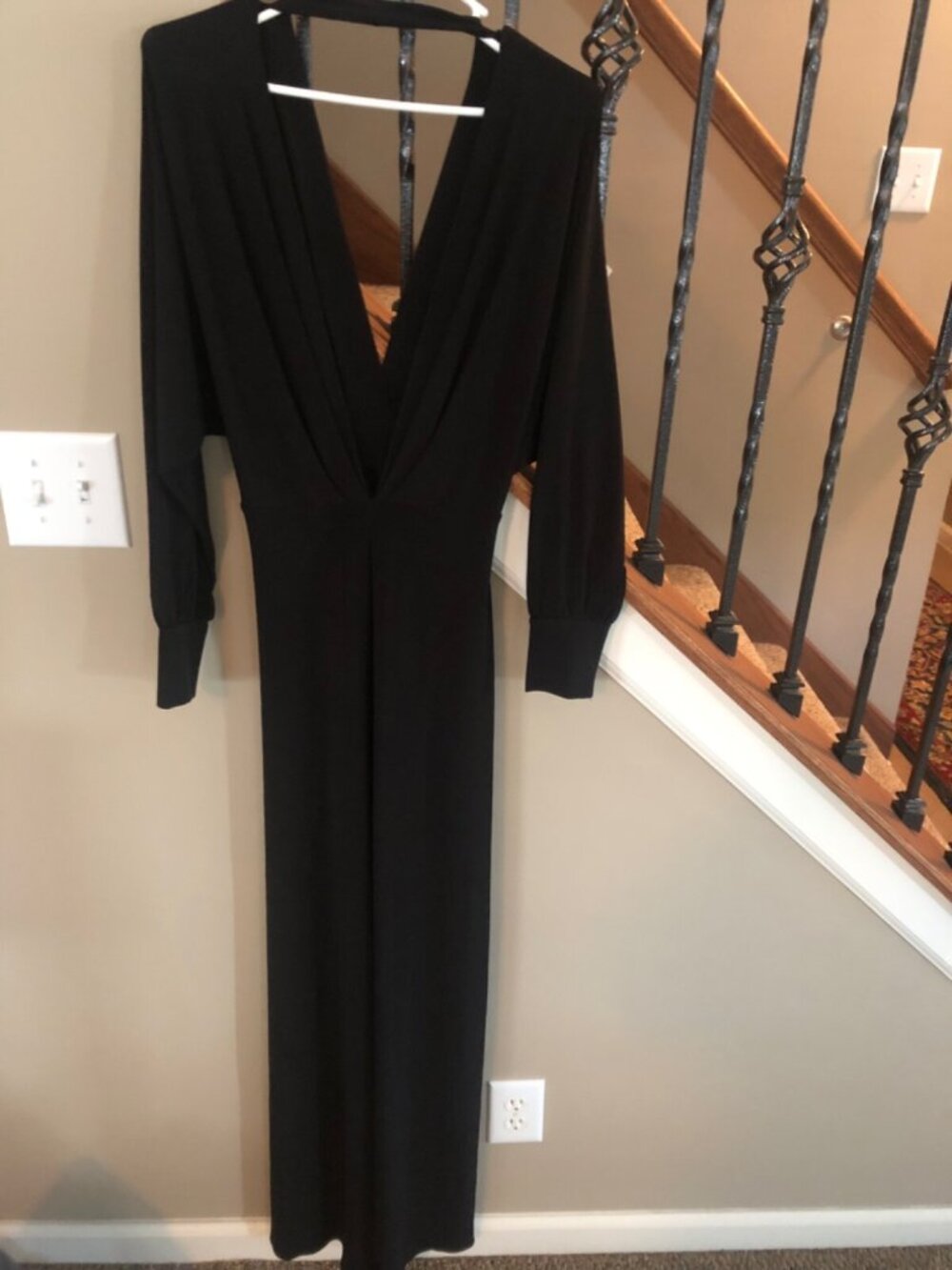 Womens Moda International Long Black Low Cut Evening Gown M Maxi Dress